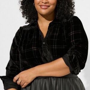 Torrid Madison Velvet Burnout Button Up Shirt